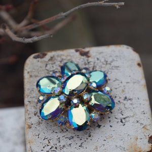 Vintage Aurora Borealis Real Crystal Gold Plated